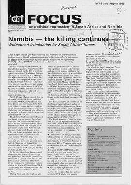 Focus on Political Repression in Southern Africa - Issue 83