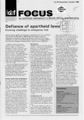 Focus on Political Repression in Southern Africa - Issue 84