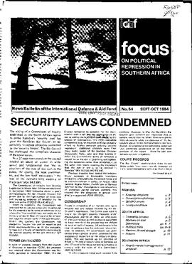 Focus on Political Repression in Southern Africa - Issue 54